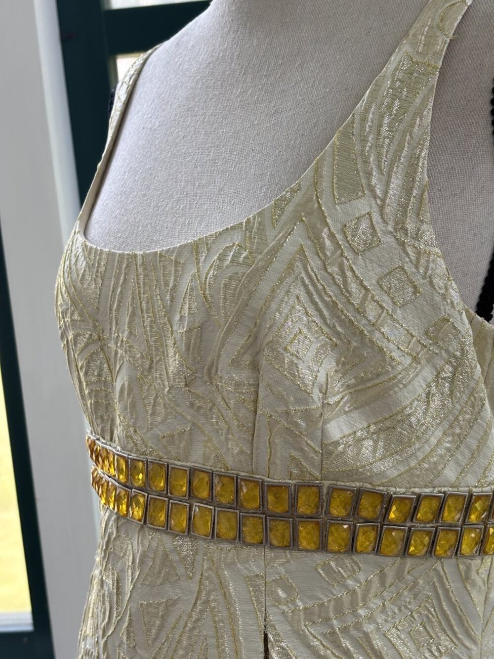 Carmen Marc Valvo | Ivory Gold  Dress, | Size 8 | Like New— Amazing Deal - Picture 2 of 6